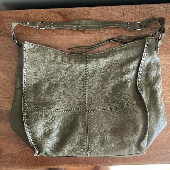 The Sak Silverlake Olive sage Green pebbled Leather Hobo shoulder Bag purse - Picture 2 of 6